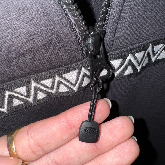 STUSSY WOVEN TAPE MOCK NECK 1/4 ZIP-UP (BLACK) - Picture 5 of 10